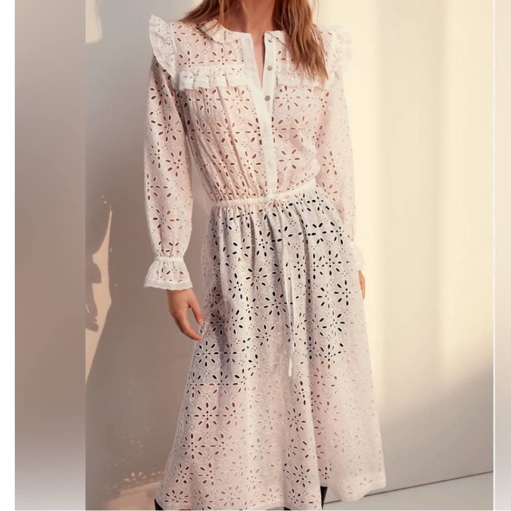 Aritzia Wilfred La Boheme Gaia Eyelet White Lace Dress .